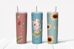 Cute cows and sunflowers Skinny tumbler wrap design Product Image 2