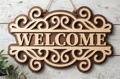 Welcome Sign Lasercut - Laser Cut Split Monogram File Product Image 1