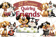 Dog and Cat Friends Clipart, Cute Animal Pet Art PNG Set Product Image 1