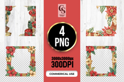 Watercolor Red Floral Frame Clipart PNG Product Image 1