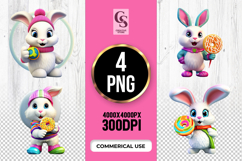 Cute Bunny Candy Clipart Sublimation PNG Product Image 1