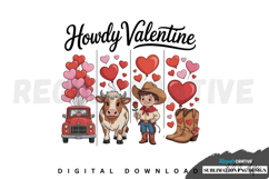Howdy Valentine ,Western Valentines Day Sublimation PNG Product Image 1