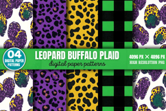 Leopard Buffalo Plaid Mardi Digital Paper Bundle PNG Product Image 2