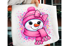 Pink Snowman PNG, Splatter Snowman PNG, Christmas PNG Product Image 1