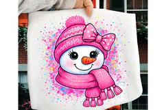 Pink Snowman PNG, Splatter Snowman PNG, Christmas PNG Product Image 1