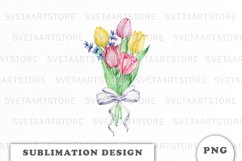 Watercolor Spring bouquet sublimation png Product Image 1