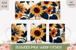 Sunflowers Mug Wrap Design, Floral Mug Template Product Image 1