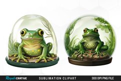 Green Frog in Glass Dome Clipart Image Product Image 1