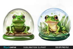Green Frog in Glass Dome Clipart Design Product Image 1