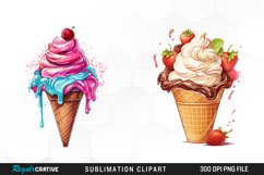 Watercolor Creams Cone PNG Clipart Product Image 1
