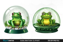 Green Frog in Glass Dome Exquisite Clipart Product Image 1