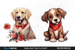 Watercolor Valentine&#039;s Day Dogs Clipart Design Product Image 1