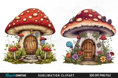 Mushroom Fairy Door Sublimation Clipart Product Image 1