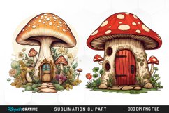 Mushroom Fairy Door Sublimation Clipart Set Product Image 1