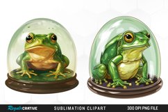 Green Frog in Glass Dome Clipart Product Image 1