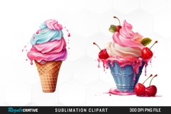 Watercolor Creams Cone PNG Clipart Product Image 1