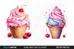 Watercolor Creams Cone PNG Clipart Product Image 1