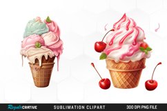 Watercolor Creams Cone PNG Clipart Product Image 1
