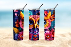 3D Embroidered Flower Owl 20 oz Skinny Tumbler Sublimation Product Image 5