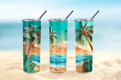 3D Beach Landscape 20 oz Skinny Tumbler Sublimation Design Product Image 5
