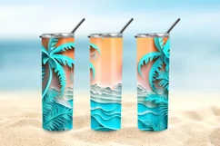 3D Beach 20 oz Skinny Tumbler Sublimation, 3d Plam Tree Wrap Product Image 5