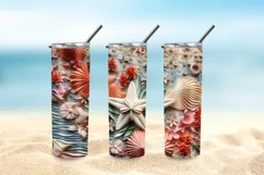 3D Starfish and Seashells 20 oz Skinny Tumbler Sublimation Product Image 5