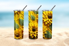 3D Sunflowers 20 oz Skinny Tumbler Sublimation Design Product Image 5
