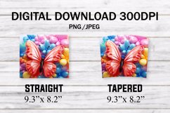 3D Butterflies, Colorful 20 oz Skinny Tumbler Sublimation Product Image 5