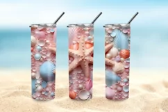 3D Starfish and Seashells 20 oz Skinny Tumbler Sublimation Product Image 5