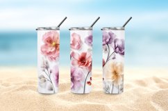 3D White Pink Flowers 20 oz Skinny Tumbler Sublimation Product Image 5