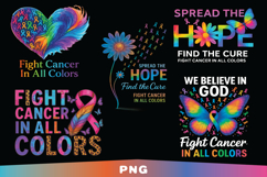 Fight Cancer In All Color Png Bundle, colorfull bundle Product Image 1