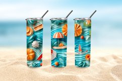 3D Summer Tumbler Wrap, 20oz Skinny Sublimation Designs PNG Product Image 5