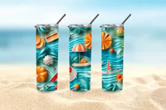 3D Summer Tumbler Wrap, 20oz Skinny Sublimation Designs PNG Product Image 5