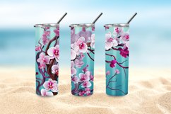 3D Orchid Flowers 20 oz Skinny Tumbler Sublimation Design Product Image 5
