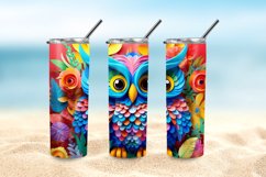 3D Embroidered Flower Owl 20 oz Skinny Tumbler Sublimation Product Image 5