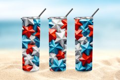 3D Stars Patriotic 20 oz Skinny Tumbler Wrap Sublimation Product Image 5