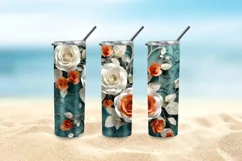 3D Beautiful Roses 20 oz Skinny Tumbler Sublimation Design Product Image 5