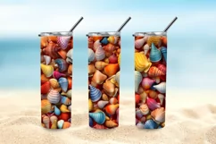 3D Seashells Beach 20oz Skinny Tumbler Sublimation Design Product Image 4