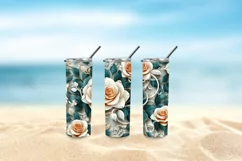 3D Floral Tumbler Wrap, 3D Embroidered Flowers 20 oz Tumbler Product Image 5