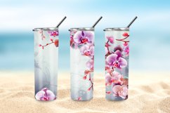 3D Orchid Flowers 20 oz Skinny Tumbler Sublimation Design Product Image 4