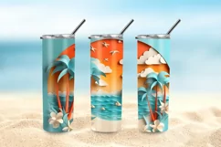 3D Beach Landscape 20 oz Skinny Tumbler Sublimation Design Product Image 5