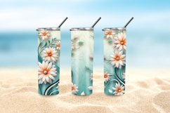 3D Daisies Flowers 20 oz Skinny Tumbler Sublimation Design Product Image 5
