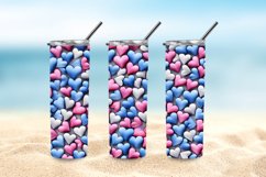 3D Hearts 20 oz Skinny Tumbler Sublimation Design, Heart PNG Product Image 5