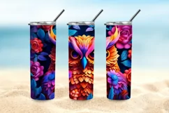 3D Embroidered Owl 20 oz Skinny Tumbler Sublimation Design Product Image 5