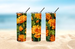 3D Marigold Flowers 20 oz Skinny Tumbler Sublimation Design Product Image 5
