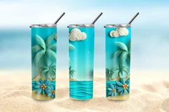 3D Beach 20 oz Skinny Tumbler Sublimation, 3d Tumbler Png Product Image 5