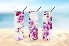 3D Orchid Flowers 20 oz Skinny Tumbler Sublimation Design Product Image 4