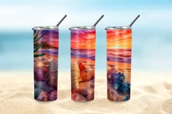 Sunset Beach 20 oz Skinny Tumbler Design, 3d Tumbler Wrap Product Image 5