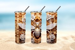 3D Bee Honeycomb 20 oz Skinny Tumbler Sublimation Design Product Image 5
