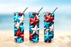 3D Stars Patriotic 20 oz Skinny Tumbler Wrap Sublimation Product Image 5